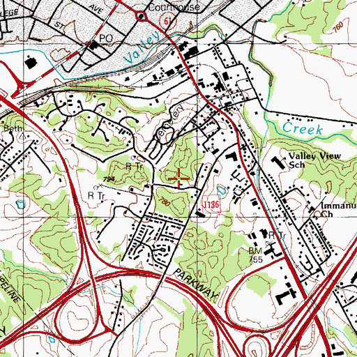 Topographic Map of Valley Creek Reservoir, KY