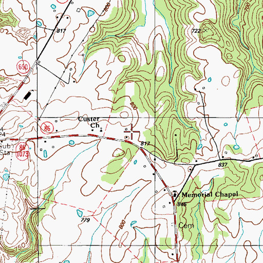 Topographic Map of Custer Church, KY