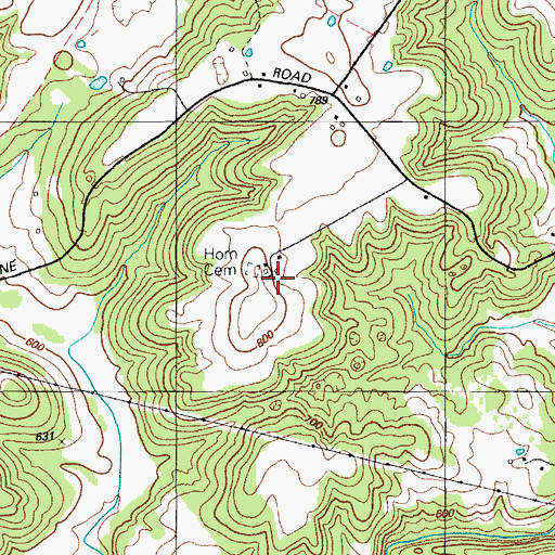 Topographic Map of Horn Cemetery, KY