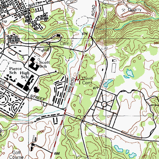 Topographic Map of Davis Cemetery, KY