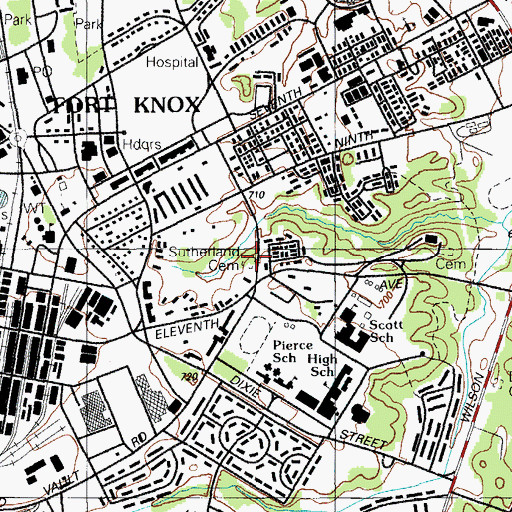 Topographic Map of Sutherland Cemetery, KY