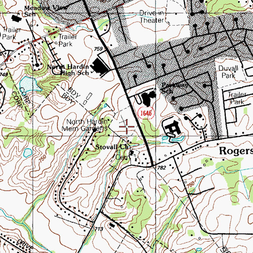 Topographic Map of North Hardin Memorial Gardens, KY