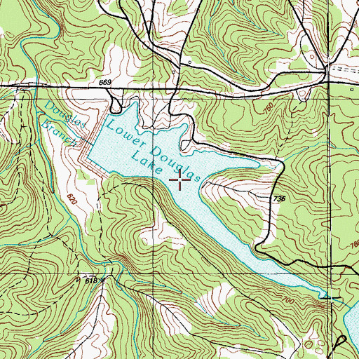 Topographic Map of Lower Douglas Lake, KY