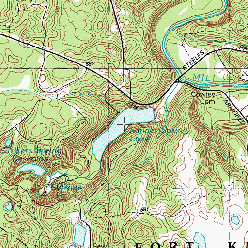 Topographic Map of Sander Spring Lake, KY