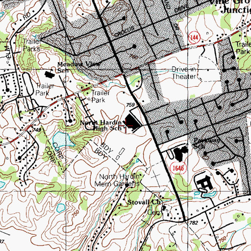 Topographic Map of North Hardin High School, KY