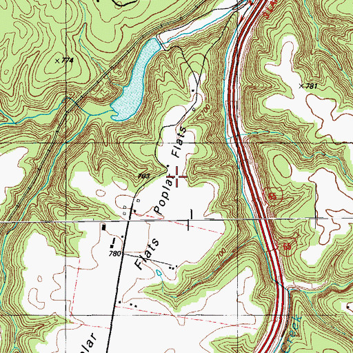 Topographic Map of Poplar Flats, KY