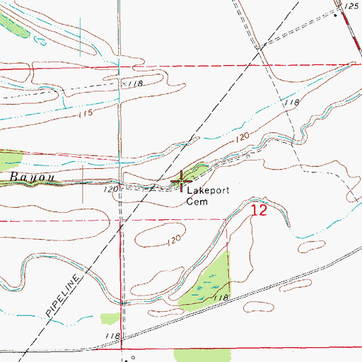 Topographic Map of Lakeport Cemetery, AR