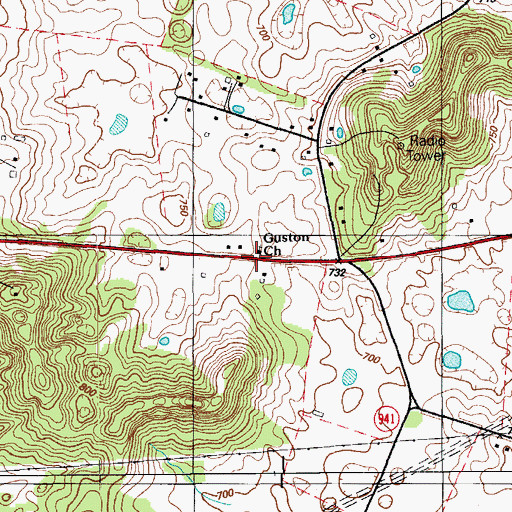 Topographic Map of Guston Church, KY