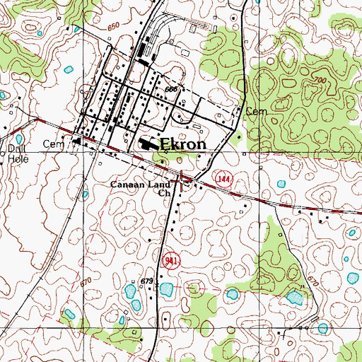 Topographic Map of Canaanland Church, KY