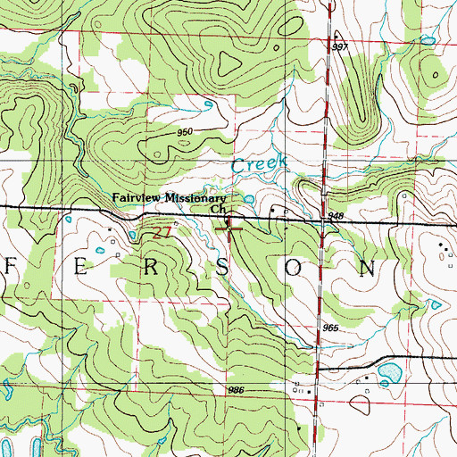 Topographic Map of Fairview Missionary Church, MO