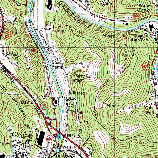 Topographic Map of Perry County Park, KY