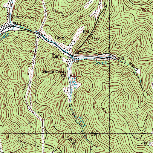 Topographic Map of Steel Creek Regular Baptist Church, KY