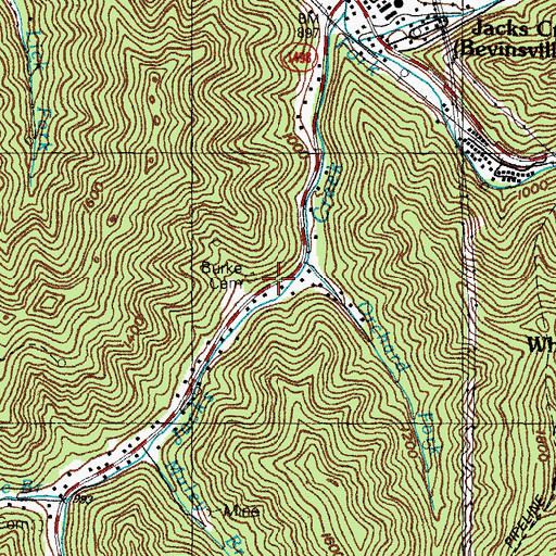Topographic Map of Burke Cemetery, KY