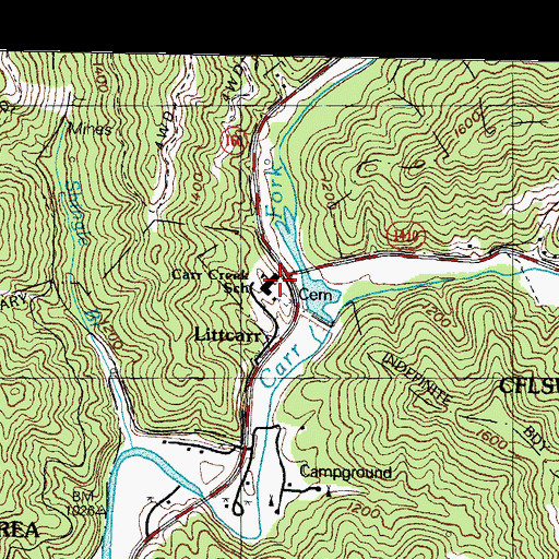 Topographic Map of Carr Creek School, KY