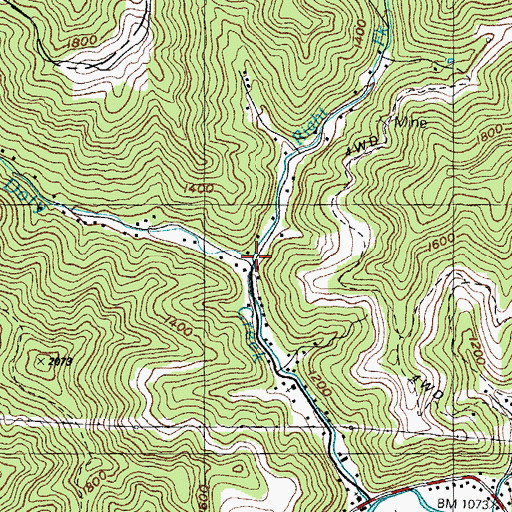 Topographic Map of Right Fork Doty Creek, KY