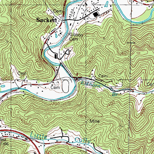 Topographic Map of Elkhorn Branch, KY