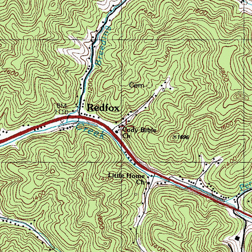 Topographic Map of Cody Bible Church, KY
