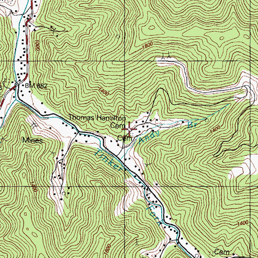 Topographic Map of Thomas Hamilton Cemetery, KY
