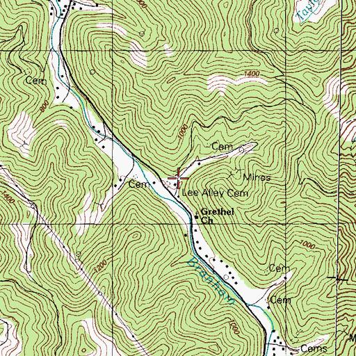 Topographic Map of Lee Alley Cemetery, KY