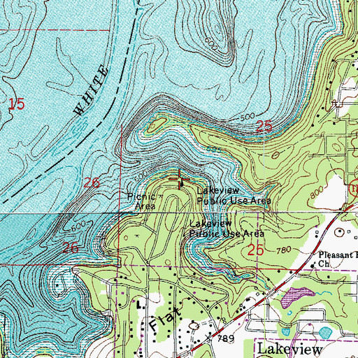Topographic Map of Lakeview Public Use Area, AR