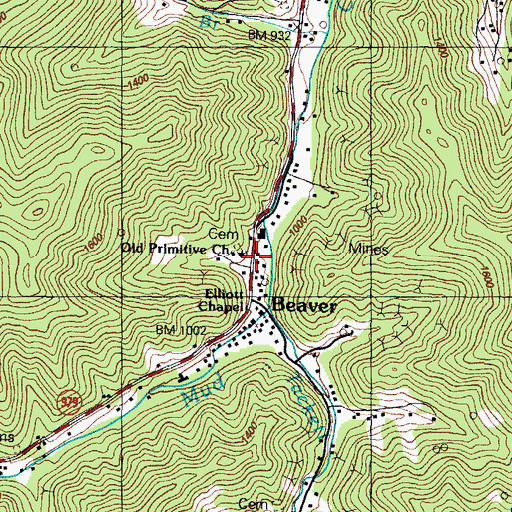 Topographic Map of Old Primitive Baptist Church, KY