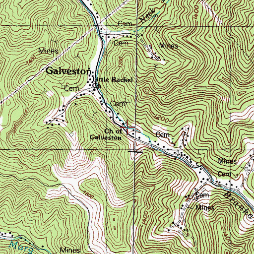 Topographic Map of Church of Christ at Galveston, KY