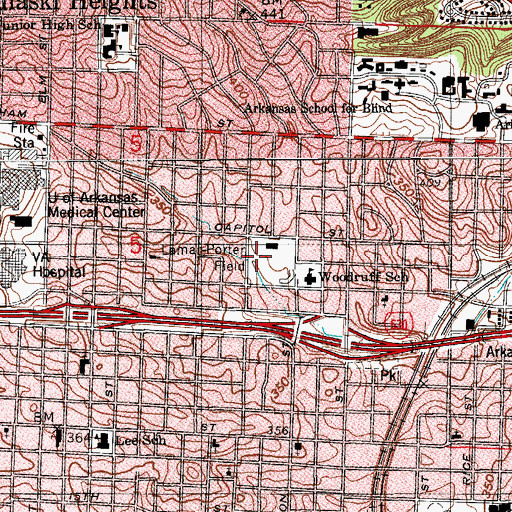 Topographic Map of Lamar-Porter Field, AR
