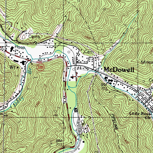 Topographic Map of First Baptist Church, KY