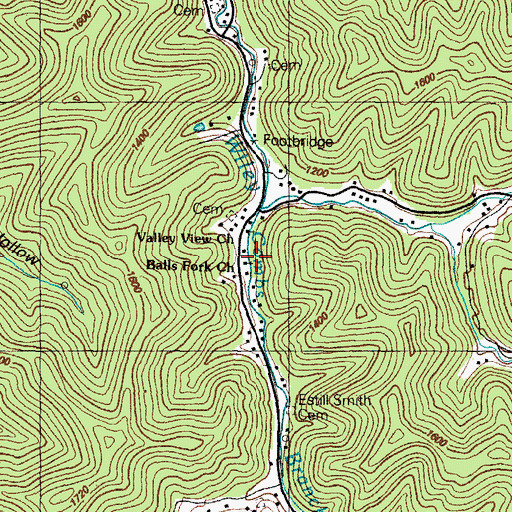 Topographic Map of Balls Fork Old Regular Baptist Church, KY