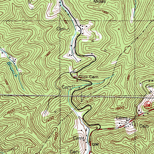 Topographic Map of Click Cemetery, KY