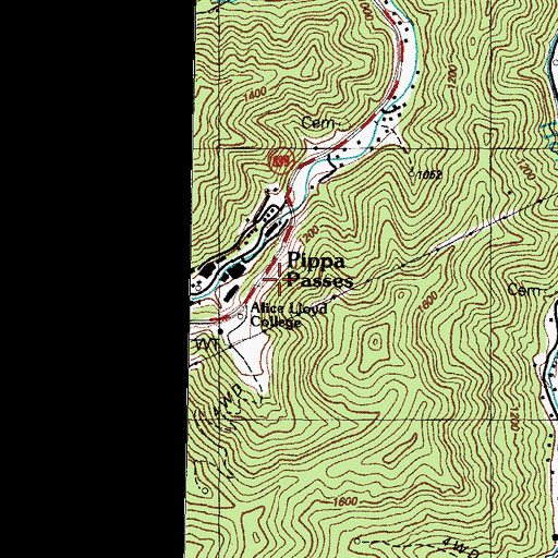 Topographic Map of Alice Lloyd College, KY