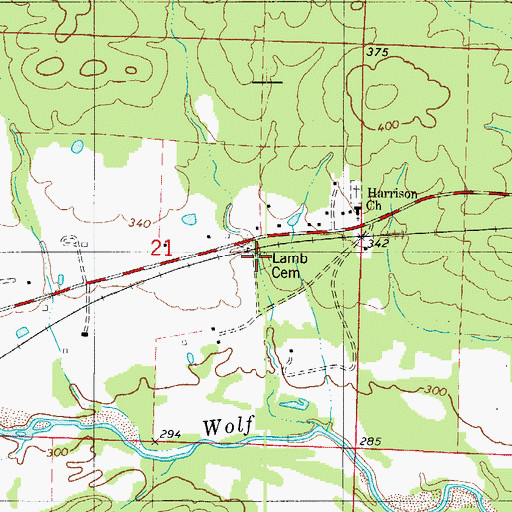 Topographic Map of Lamb Cemetery, AR