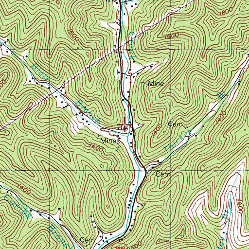 Topographic Map of Adams Cemetery, KY
