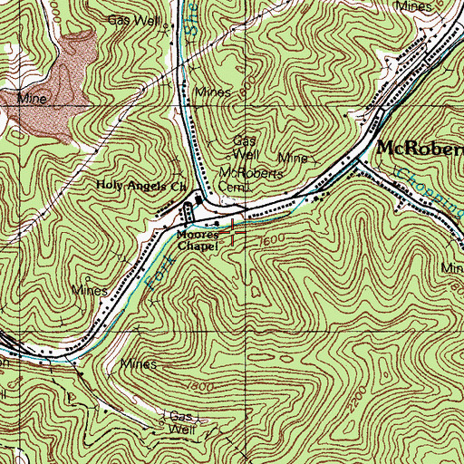 Topographic Map of Moores Chapel, KY