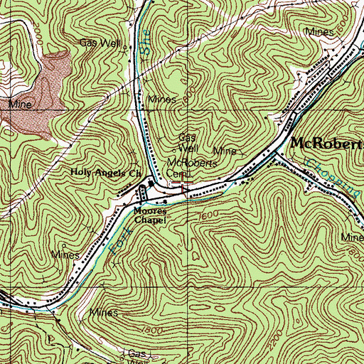Topographic Map of McRoberts Cemetery, KY