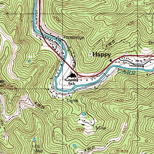 Topographic Map of Robert W Combs School, KY