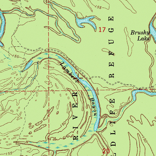Topographic Map of Lambert Bayou, AR