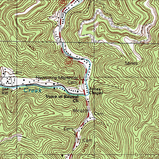 Topographic Map of Voice of Victory Revival Church, KY