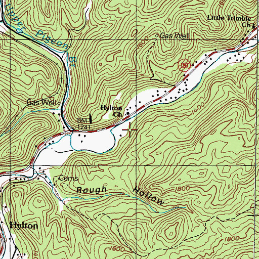 Topographic Map of Hylton Church, KY