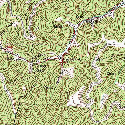 Topographic Map of Island Creek Church, KY