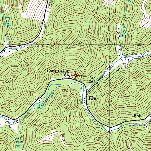 Topographic Map of Lotts Creek United Baptist Church, KY