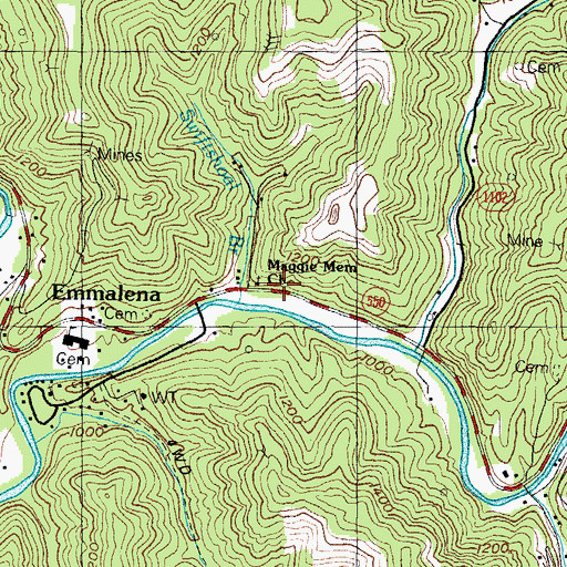 Topographic Map of Maggie Memorial Church of Old Regular Baptist, KY