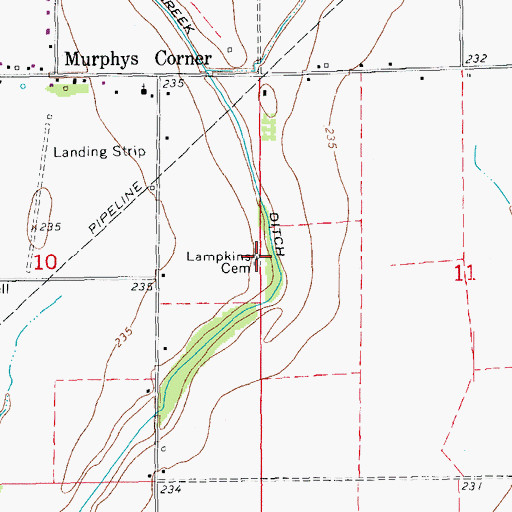 Topographic Map of Lampkins Cemetery, AR
