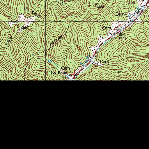 Topographic Map of Ivy Point Old Regular Baptist Church, KY