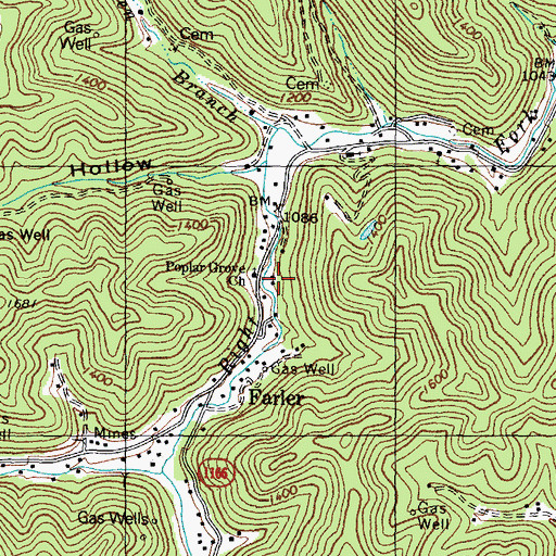 Topographic Map of Poplar Grove Church, KY