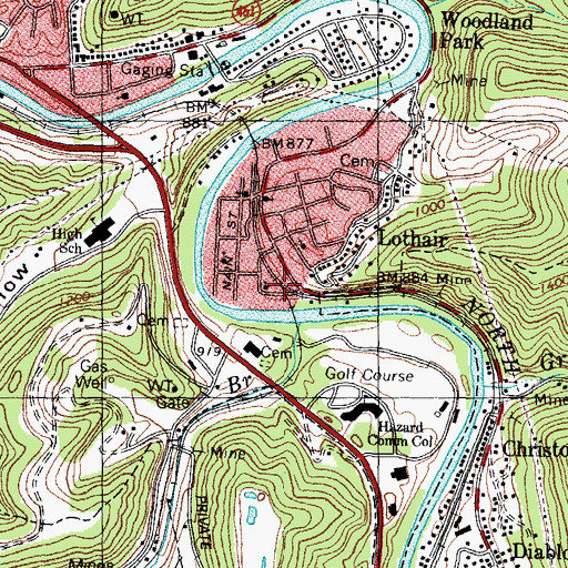 Topographic Map of Lothair Church, KY