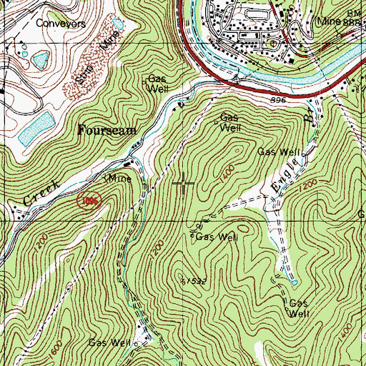 Topographic Map of Fourseam Church, KY
