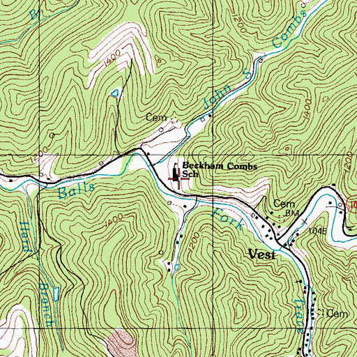 Topographic Map of Beckham Combs School, KY