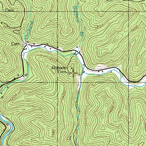 Topographic Map of Dobson Cemetery, KY