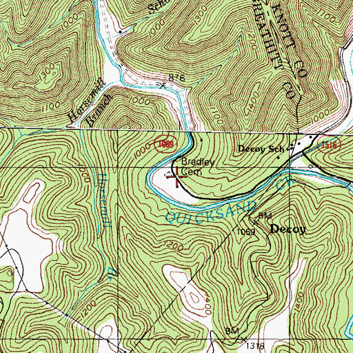 Topographic Map of Bradey Cemetery, KY